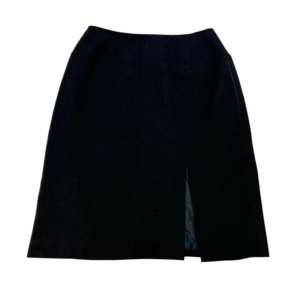 Larry Levine Suits Women’s Knee Length Pencil Skirt Charcoal 10 Petite Slit